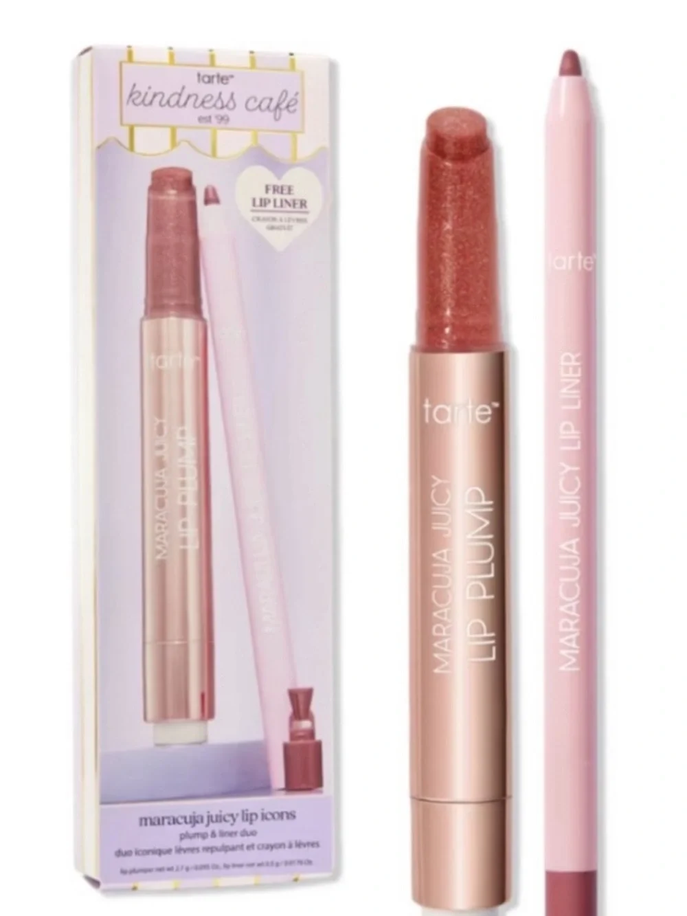 TARTE KINDNESS CAFE MARACUJA JUICY LIP ICONS PLUMP & LINER DUO;—ROSY MAUVE